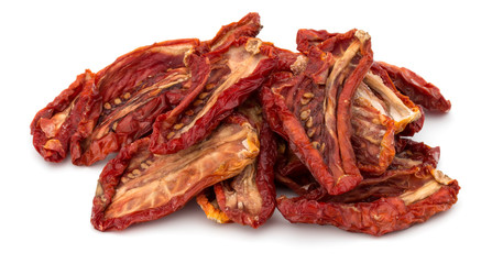 Dried tomatoes isolated on white background cutout
