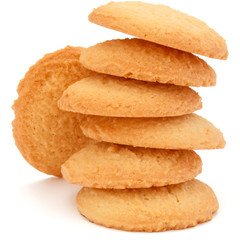 stacked short pastry cookies isolated on white background