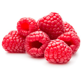 ripe raspberries isolated on white background close up
