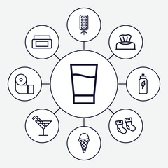 Set of 9 soft outline icons