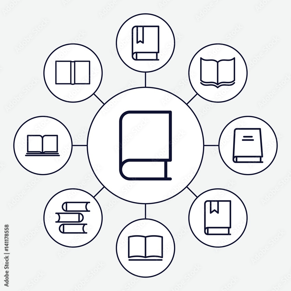 Poster set of 9 dictionary outline icons