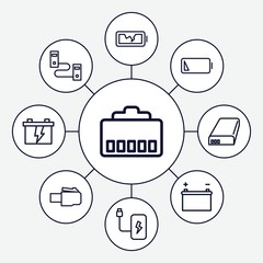 Set of 9 charger outline icons