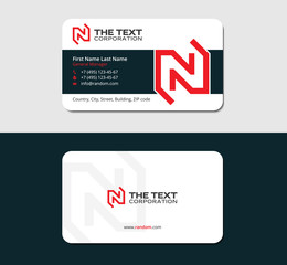 visiting card with red letter N