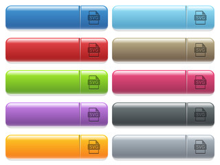 SVG file format icons on color glossy, rectangular menu button