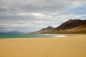 Fototapeta na wymiar Beach Cofete on the Canary Island Fuerteventura, Spain.