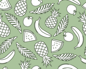 Vector fruits pattern. Fruits seamless background vector