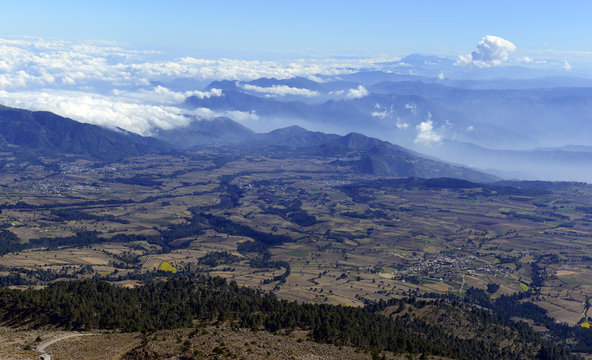 Open landscape with Mountain terrain near Pico de Orizaba volcano, or Citlaltepetl, is the highest mountain in Mexico