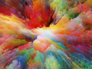 Foto auf Acrylglas Gemixte farben Die Flucht vor surrealer Farbe