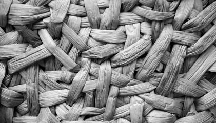 Wicker straw background. Black and white.