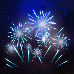 Starry fireworks on night background