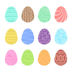 Set easter egg with curly ornament. Pack icon simple easter egg