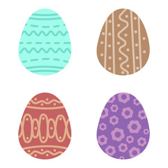 Set easter egg with curly ornament. Pack icon simple easter egg