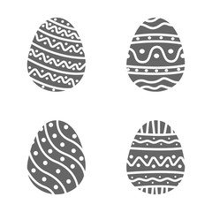 Set easter egg with curly ornament. Pack icon silhouette easter egg