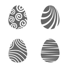 Set easter egg with curly ornament. Pack icon silhouette easter egg