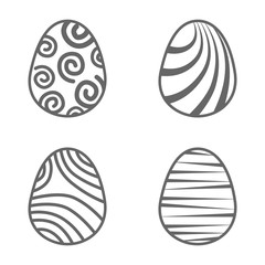 Set easter egg with curly ornament. Pack icon line easter egg