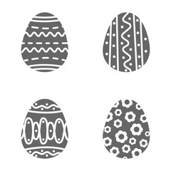 Set easter egg with curly ornament. Pack icon silhouette easter egg