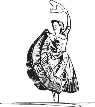 Illustration of woman dancing marinera