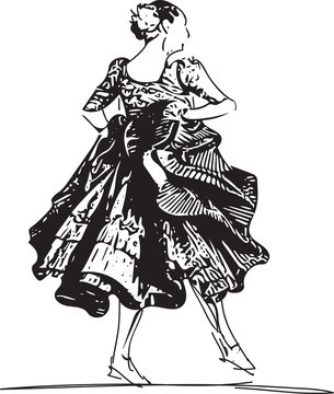 Illustration of woman dancing marinera