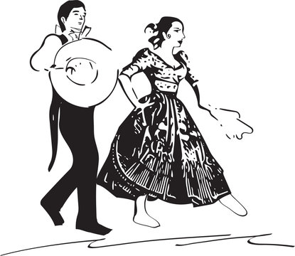 Illustration of Couple dancing marinera