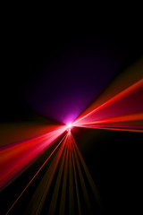 Laser beam red on a black background