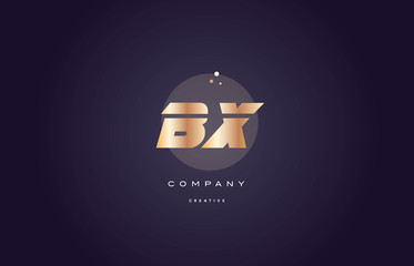 bx b x  gold metal purple alphabet letter logo icon template