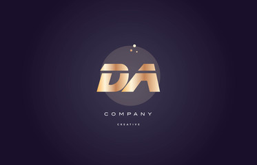da d a  gold metal purple alphabet letter logo icon template