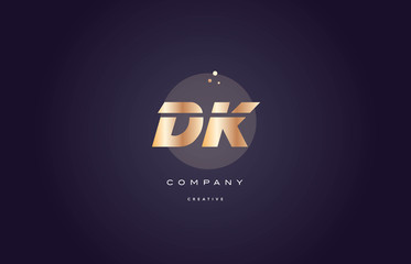 dk d k  gold metal purple alphabet letter logo icon template