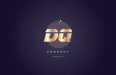 dq d q  gold metal purple alphabet letter logo icon template