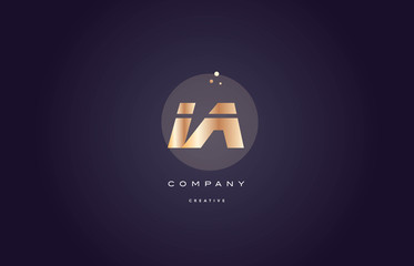 ia i a  gold metal purple alphabet letter logo icon template