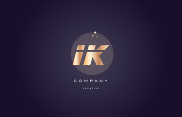 ik i k  gold metal purple alphabet letter logo icon template
