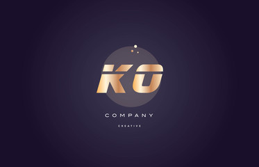 ko k o  gold metal purple alphabet letter logo icon template