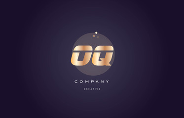 Obraz premium oq o q gold metal purple alphabet letter logo icon template
