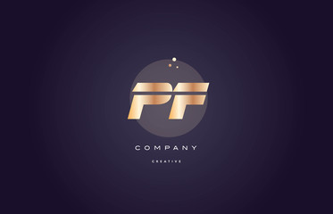 pf p f  gold metal purple alphabet letter logo icon template