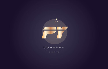 py p y  gold metal purple alphabet letter logo icon template