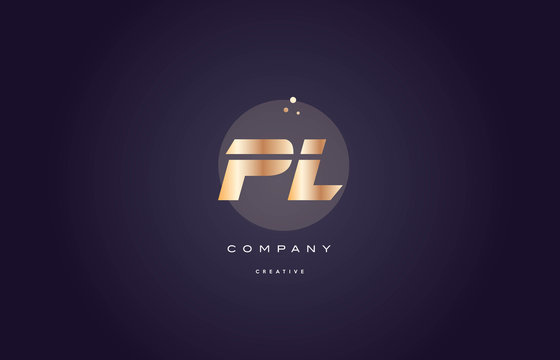 pl p l  gold metal purple alphabet letter logo icon template
