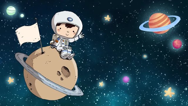 niño astronauta en el espacio y universo