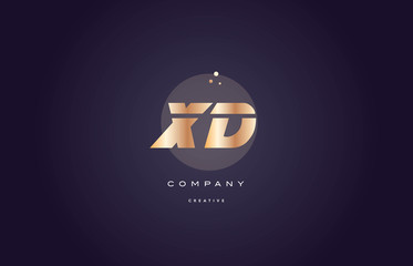 xd x d  gold metal purple alphabet letter logo icon template