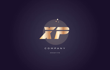 xp x p  gold metal purple alphabet letter logo icon template