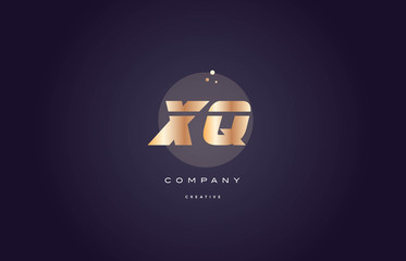 xq x q  gold metal purple alphabet letter logo icon template