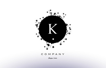 k circle grunge splash alphabet letter logo vector icon template