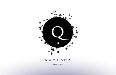 q circle grunge splash alphabet letter logo vector icon template