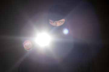 Burglar with Flashlight Thief with Mask