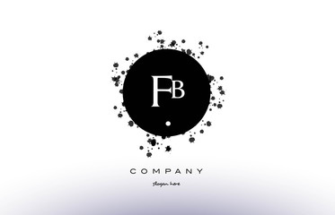 fb f b  circle grunge splash alphabet letter logo vector icon template