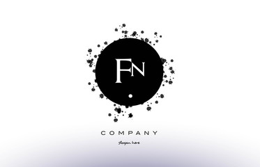 fn f n  circle grunge splash alphabet letter logo vector icon template