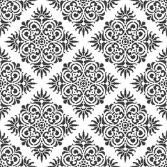 Fototapete Seamless black and white diagonal vintage indian traditional textile pattern vector © picksell