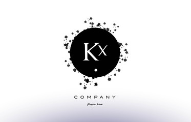 kx k x  circle grunge splash alphabet letter logo vector icon template