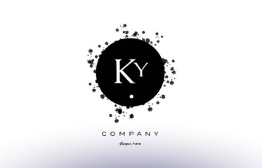 ky k y  circle grunge splash alphabet letter logo vector icon template