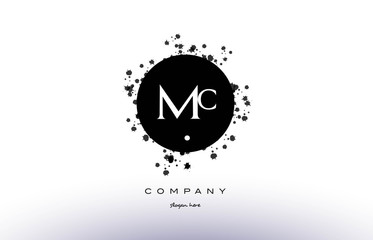 mc m c  circle grunge splash alphabet letter logo vector icon template