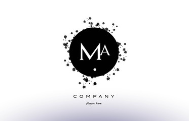 ma m a  circle grunge splash alphabet letter logo vector icon template