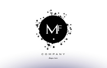 mf m f  circle grunge splash alphabet letter logo vector icon template